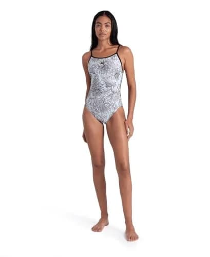 ARENA Performance White Floral Women's Swimsuit Lace Back MaxLife Training Suit Athletic Ladies Bathing Suit, US Size 22 | Chlorine-Resistant & Eco-Friendly thumbnail 6