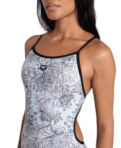 ARENA Performance White Floral Women's Swimsuit Lace Back MaxLife Training Suit Athletic Ladies Bathing Suit, US Size 22 | Chlorine-Resistant & Eco-Friendly thumbnail 3