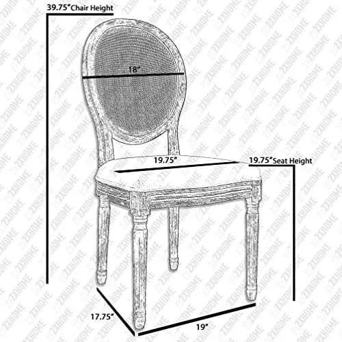 2xhome Set of 2 French Country Dining Chairs | Linen Upholstered Fabric | Rustic Wooden Frame thumbnail 4