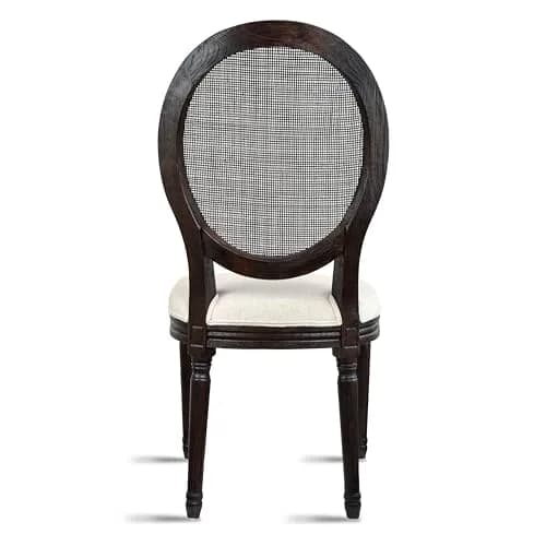 2xhome Set of 2 French Country Dining Chairs | Linen Upholstered Fabric | Rustic Wooden Frame thumbnail 7