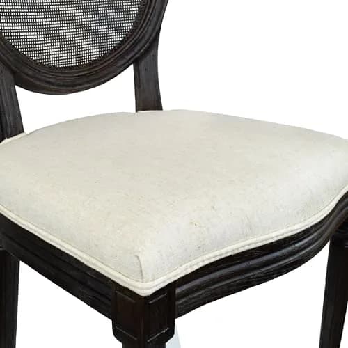 2xhome Set of 2 French Country Dining Chairs | Linen Upholstered Fabric | Rustic Wooden Frame thumbnail 8