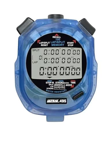 ULTRAK 495 Stopwatch – Blue Professional 100-Lap Digital Timer, Countdown Interval Tracker, Water-Resistant Sports Watch, Chronograph (1 Unit) thumbnail 1
