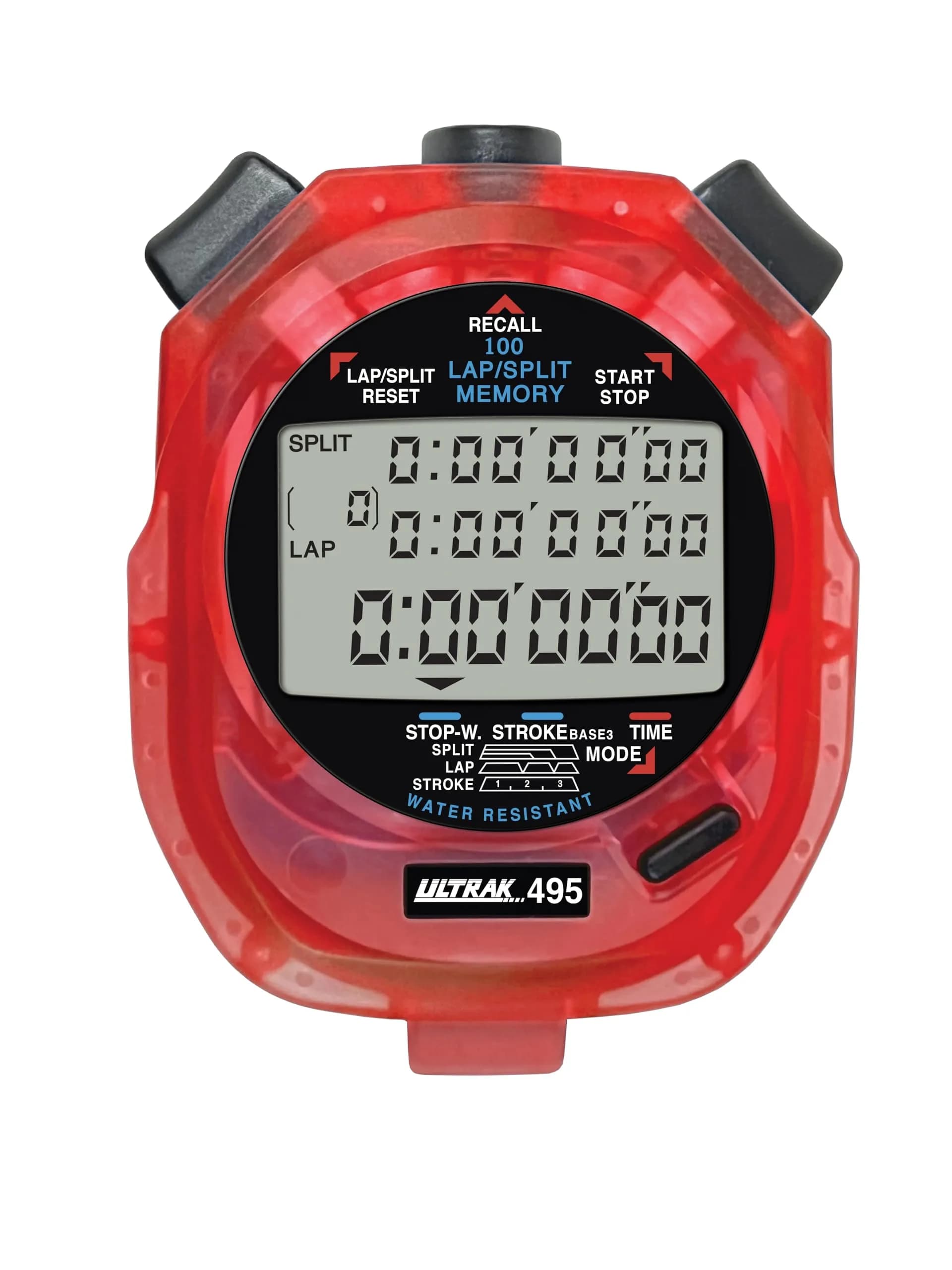 ULTRAK 495 Professional Stopwatch – Red 100-Lap Digital Timer with Interval Tracker | 100 Lap Memory - main product image