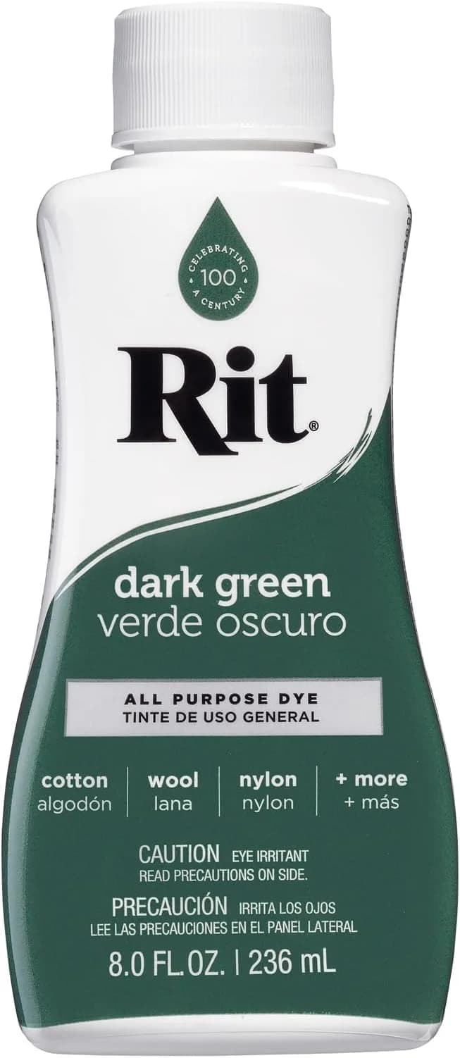 Rit Liquid Fabric Dye - Dark Green, 8 Fl Oz (Pack of 5) for Cotton, Linen, Silk, Wool, Rayon, Nylon - main product image