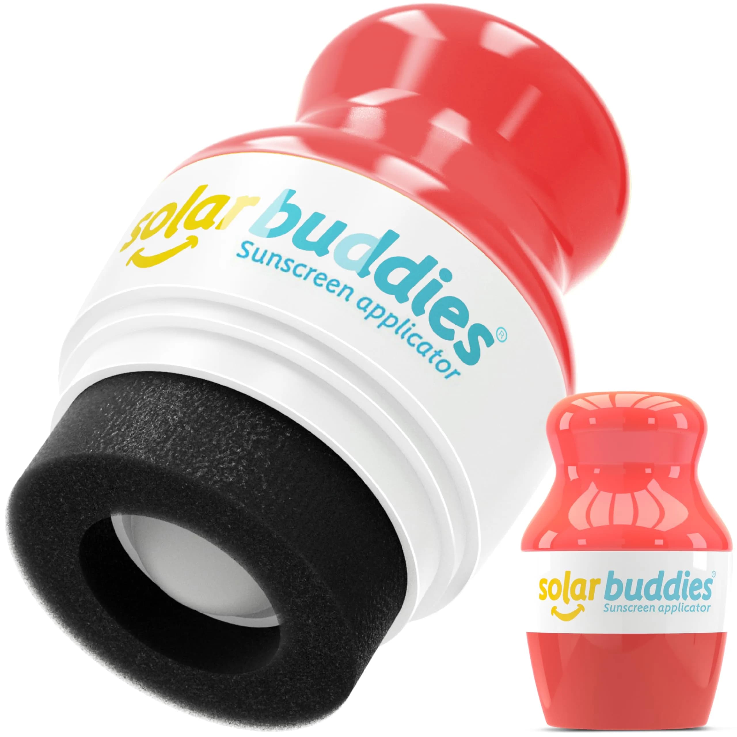 Solar Buddies Sunscreen Applicator Blue 100ml (3.4 Fl Oz) | Refillable Roll-on Sponge, Travel Size — Red (Single)