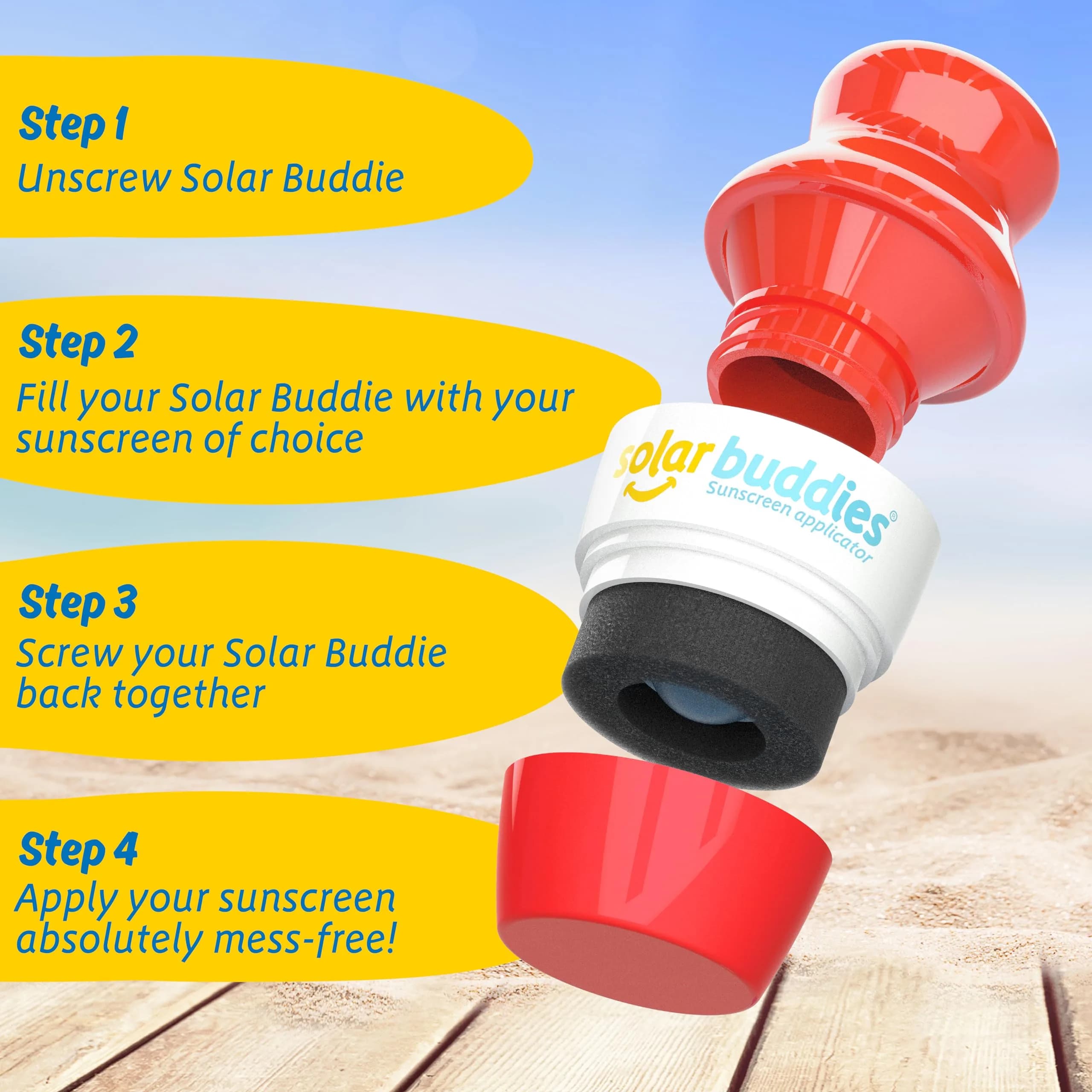 Solar Buddies Sunscreen Applicator - Red, 100ml (3.4 Fl Oz) | Refillable Roll-On Sponge for Kids & Adults - view 4