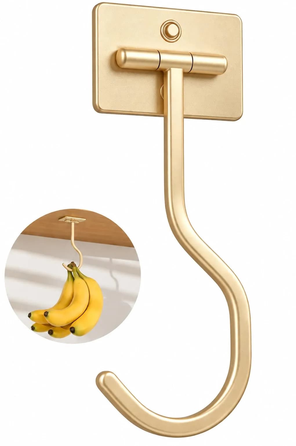bussdis Adhesive Banana Hook Under Cabinet | Space-Saving, Magnetic, Gold