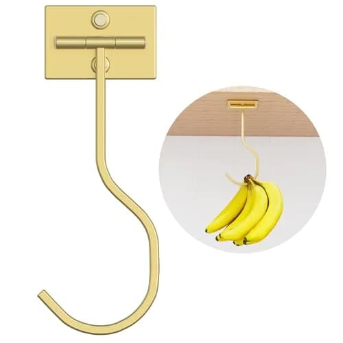 bussdis Adhesive Banana Hook Under Cabinet | Space-Saving, Magnetic, Gold thumbnail 8