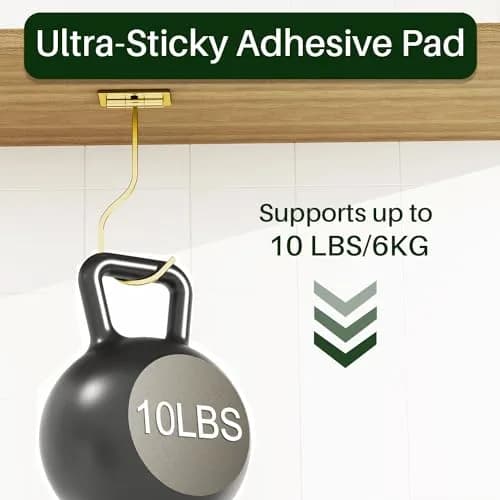 bussdis Adhesive Banana Hook Under Cabinet | Space-Saving, Magnetic, Gold thumbnail 3