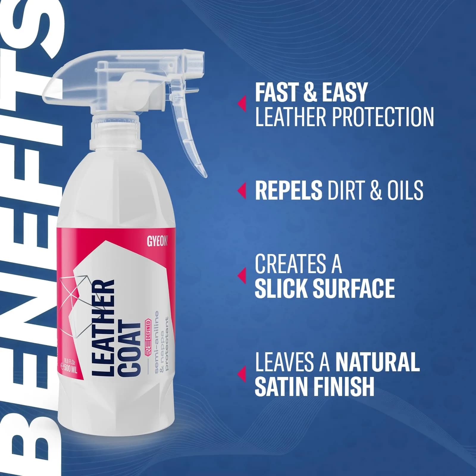 Gyeon Leather Shield EVO Ceramic Leather Coating 500ml (16.9 fl oz) | Hydrophobic Shield for Car Interiors - view 2