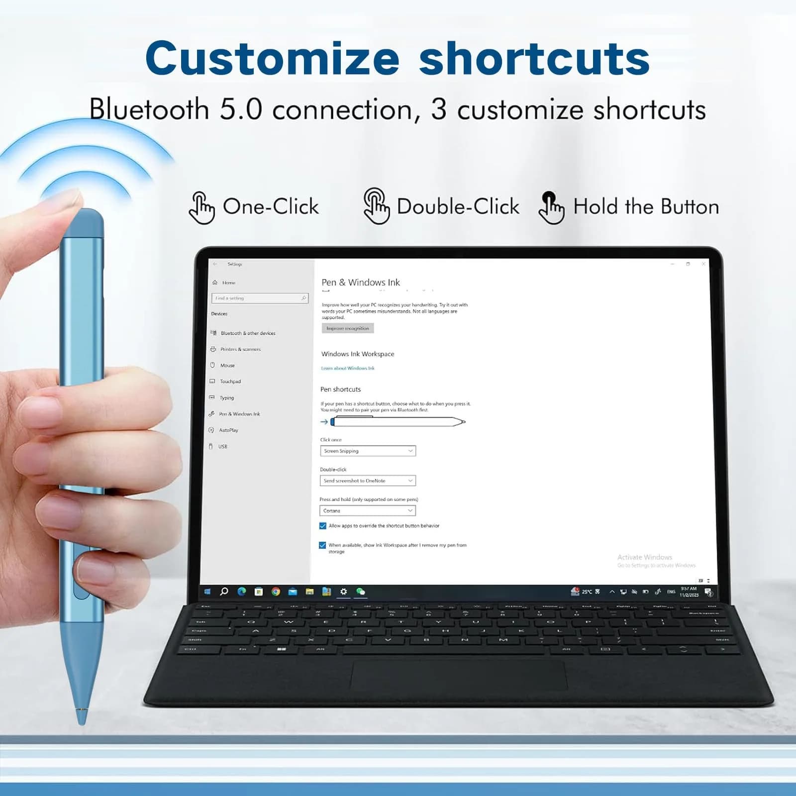 JvKzaen Slim Pen 2 for Microsoft Surface | 4096 Pressure, Eraser, Type-C Charge | Graphite Nib - view 8