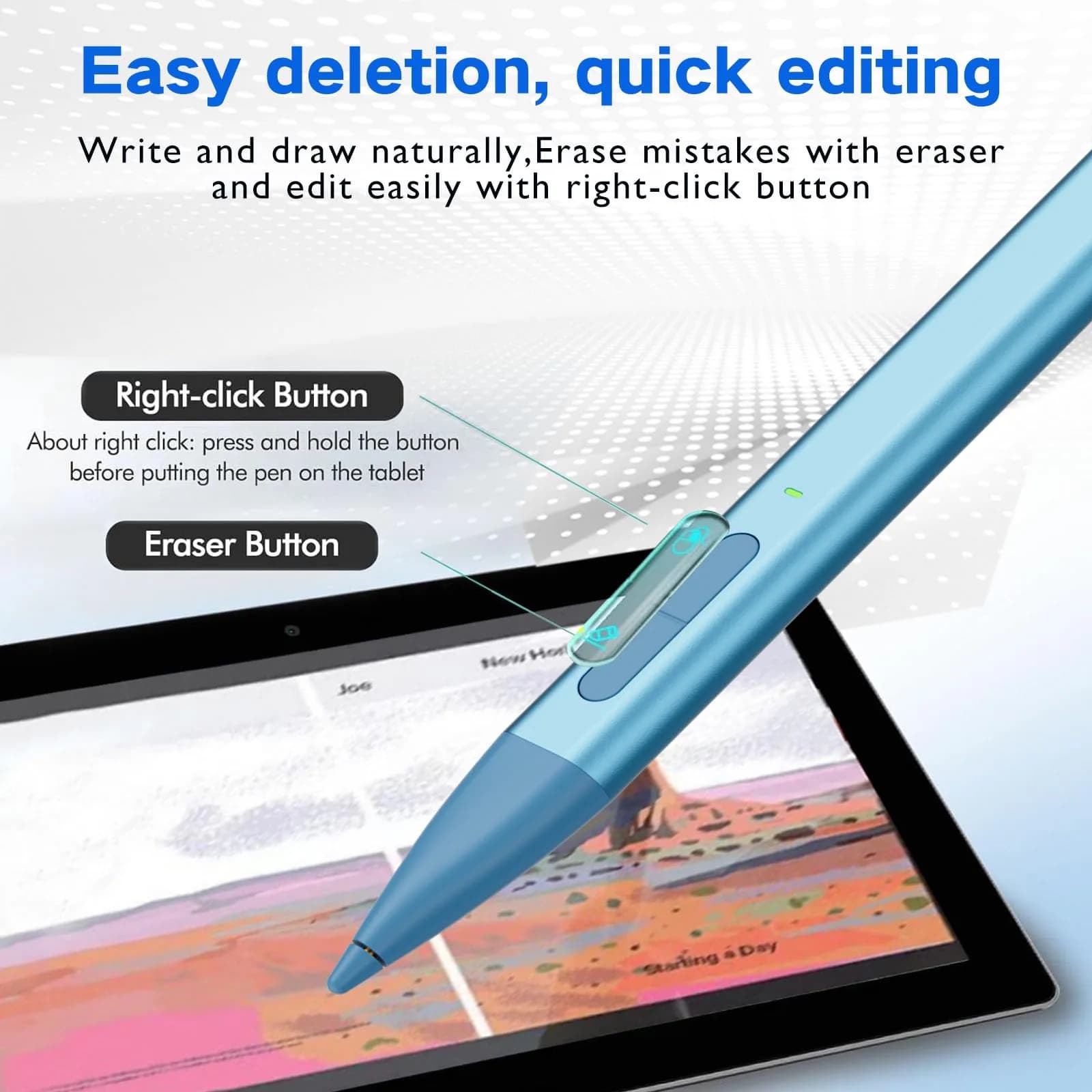 JvKzaen Slim Pen 2 for Microsoft Surface | 4096 Pressure, Eraser, Type-C Charge | Graphite Nib - view 3