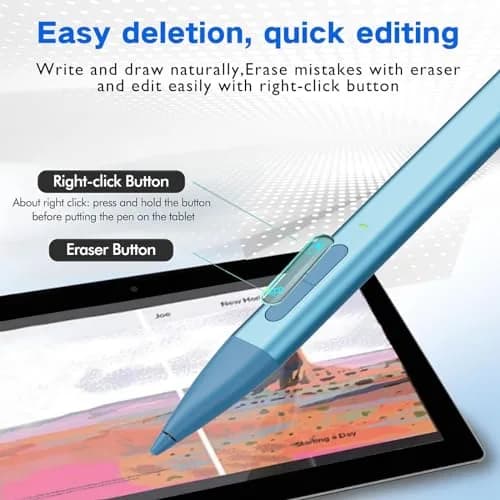 JvKzaen Slim Pen 2 for Microsoft Surface | 4096 Pressure, Eraser, Type-C Charge | Graphite Nib thumbnail 3