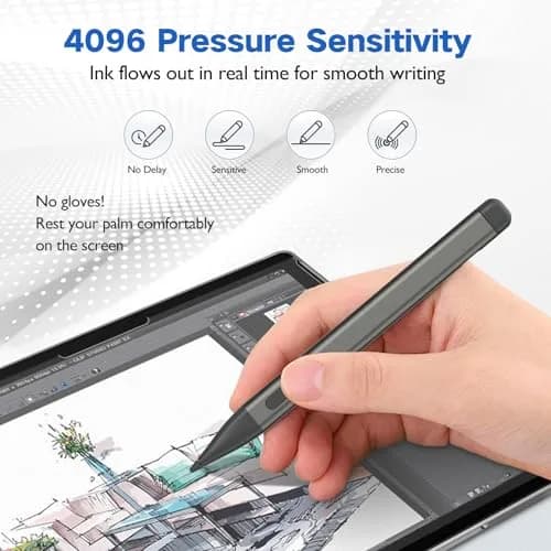 JvKzaen Slim Pen 2 Stylus for Microsoft Surface | 4096 Pressure, Eraser, Type-C Charge thumbnail 5