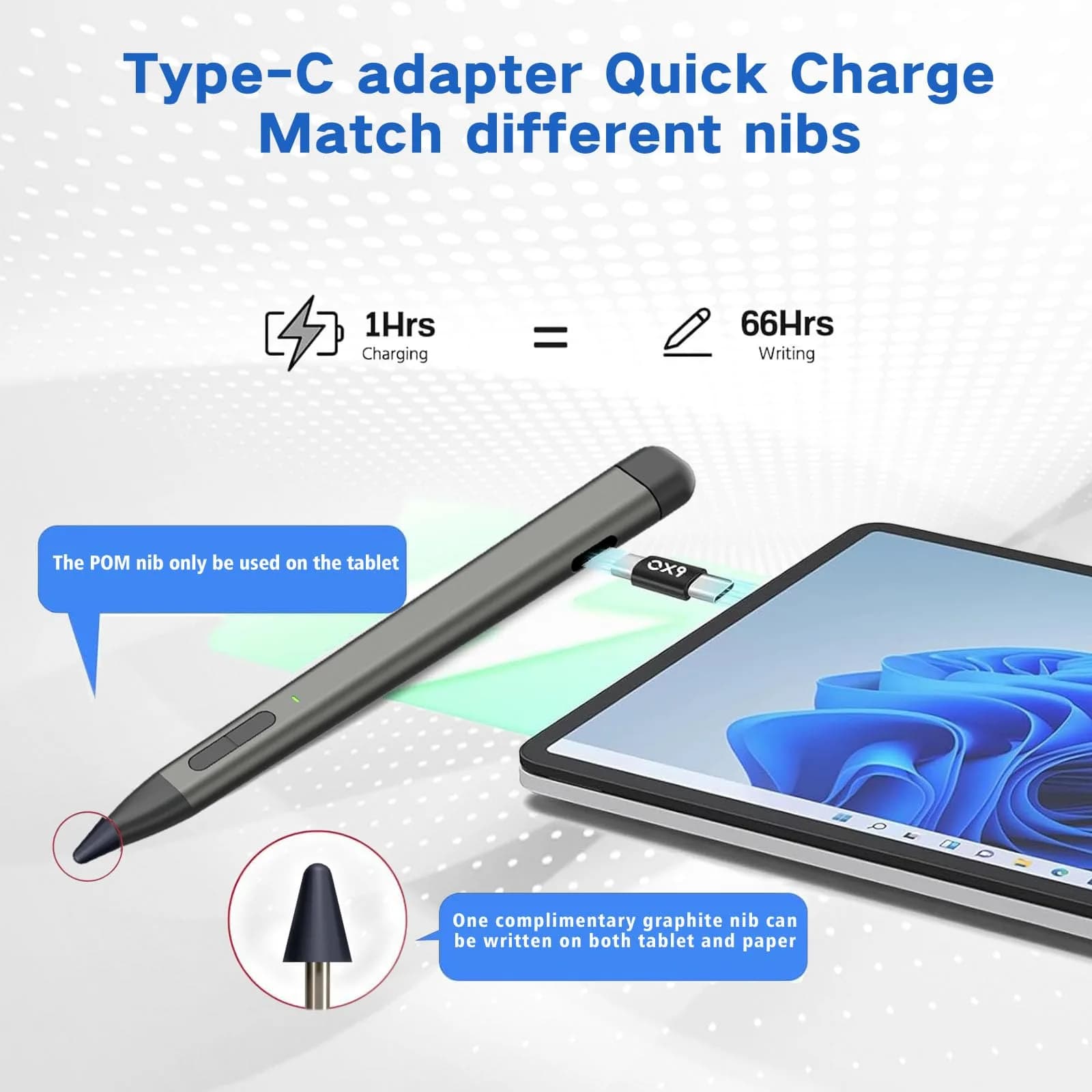 JvKzaen Slim Pen 2 Stylus for Microsoft Surface | 4096 Pressure, Eraser, Type-C Charge - view 6