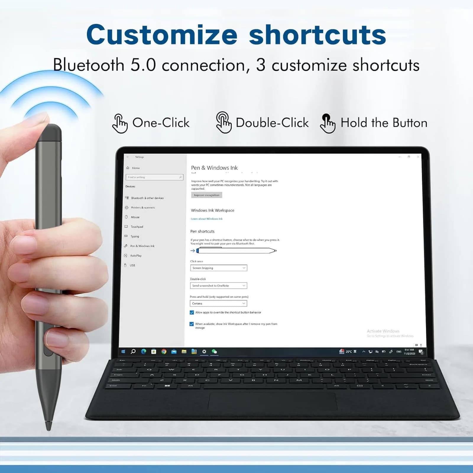 JvKzaen Slim Pen 2 Stylus for Microsoft Surface | 4096 Pressure, Eraser, Type-C Charge - view 8