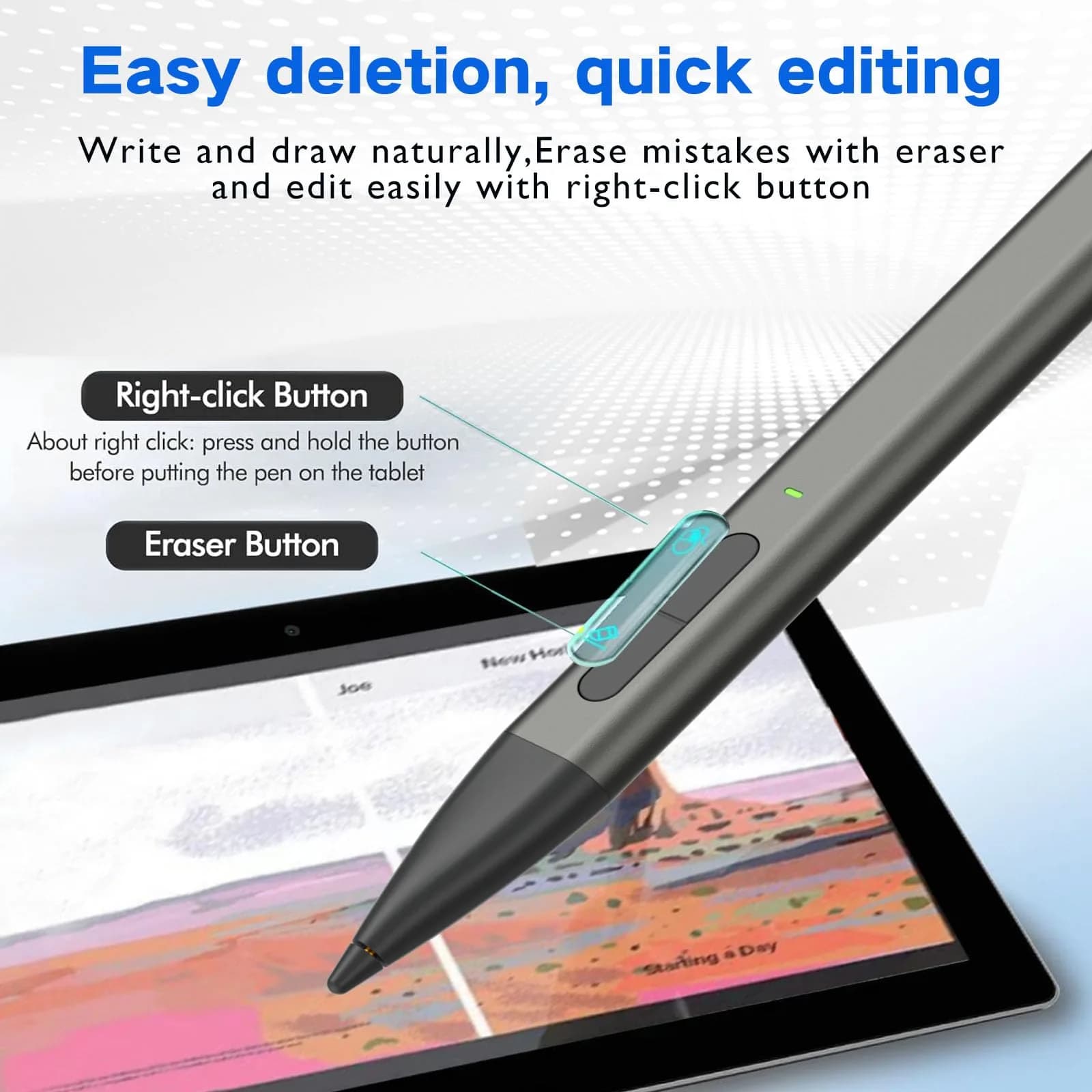 JvKzaen Slim Pen 2 Stylus for Microsoft Surface | 4096 Pressure, Eraser, Type-C Charge - view 3