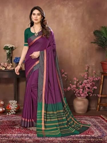 VJ Fashion Kerala Silk Blend Saree With Blouse Piece, Wine, 5.5m Saree + 0.8m Blouse thumbnail 6