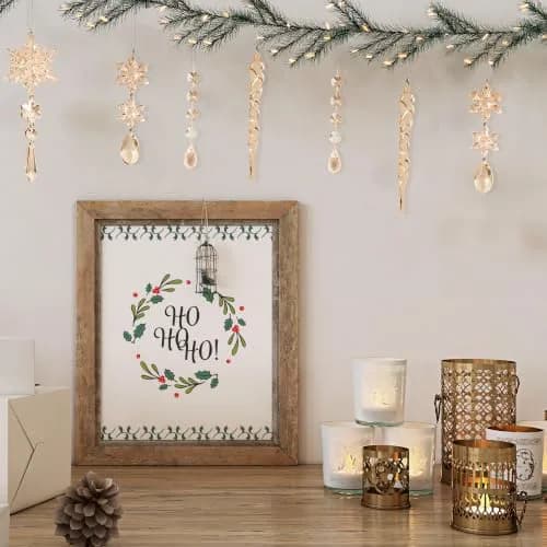 GuassLee Crystal Ornaments for Christmas Tree Winter Wonderland Decorations 20 pcs (0.222 kg) | Sparkling Champagne Acrylic Icicle & Snowflake Drops thumbnail 4