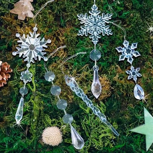 GuassLee Crystal Ornaments for Christmas Tree Winter Wonderland Decorations 20 pcs (0.23 kg) | Shatterproof Acrylic Hanging Pendants thumbnail 4