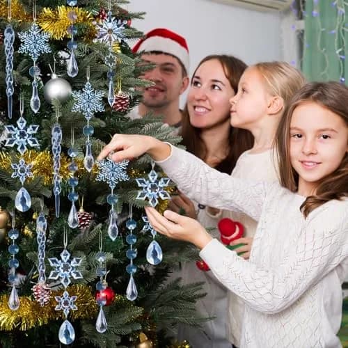 GuassLee Crystal Ornaments for Christmas Tree Winter Wonderland Decorations 20 pcs (0.23 kg) | Shatterproof Acrylic Hanging Pendants thumbnail 7
