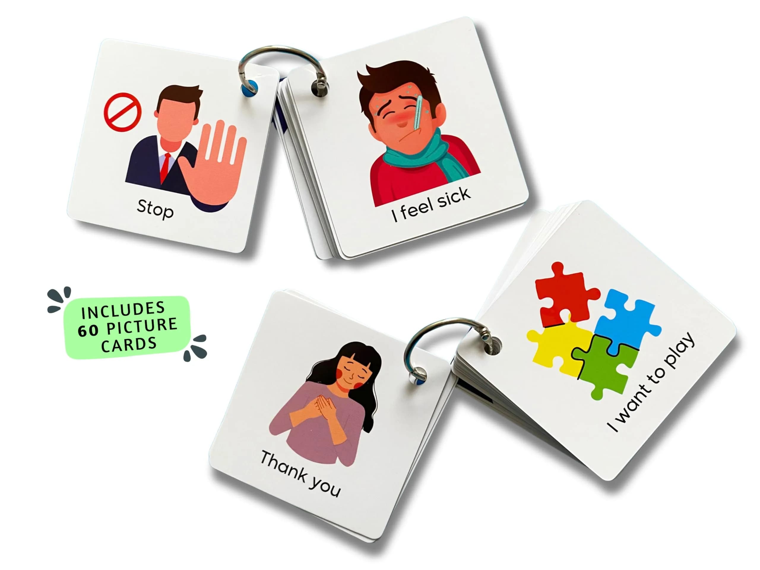 Albidaya Islamic Store Basic Communication Cards 60 Cards | Non-Verbal Speech Therapy for Autism, Toddlers, Seniors - view 4