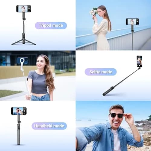 JJC Magnetic Phone Tripod Selfie Stick 40.9" | Extendable Cell Phone Stand for iPhone 17 16 15 14 13 12 MagSafe thumbnail 2
