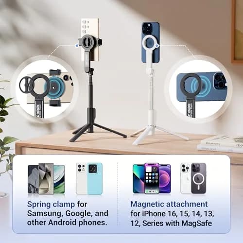 JJC Magnetic Phone Tripod Selfie Stick 40.9" | Extendable Cell Phone Stand for iPhone 17 16 15 14 13 12 MagSafe thumbnail 3