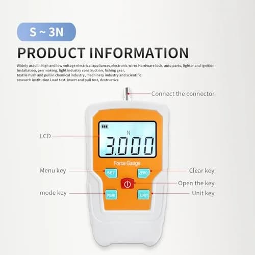 Soonkoda Digital Force Gauge 3N (0.65lb) | Precision Push Pull Meter for Destructive Testing thumbnail 2