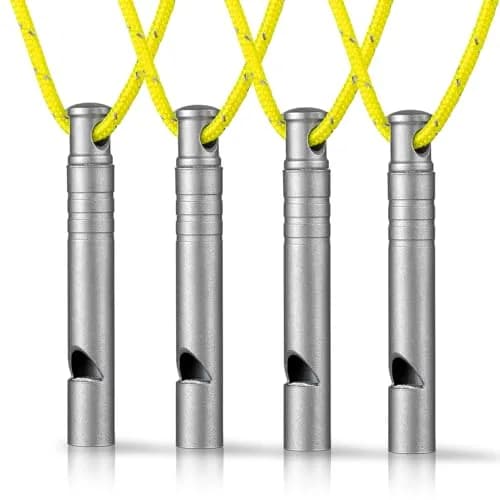 TISUR Titanium Emergency Whistle,Dog Whistle (Gray-4PCS) | 120dB Loud Signal for Outdoors & Pets thumbnail 1