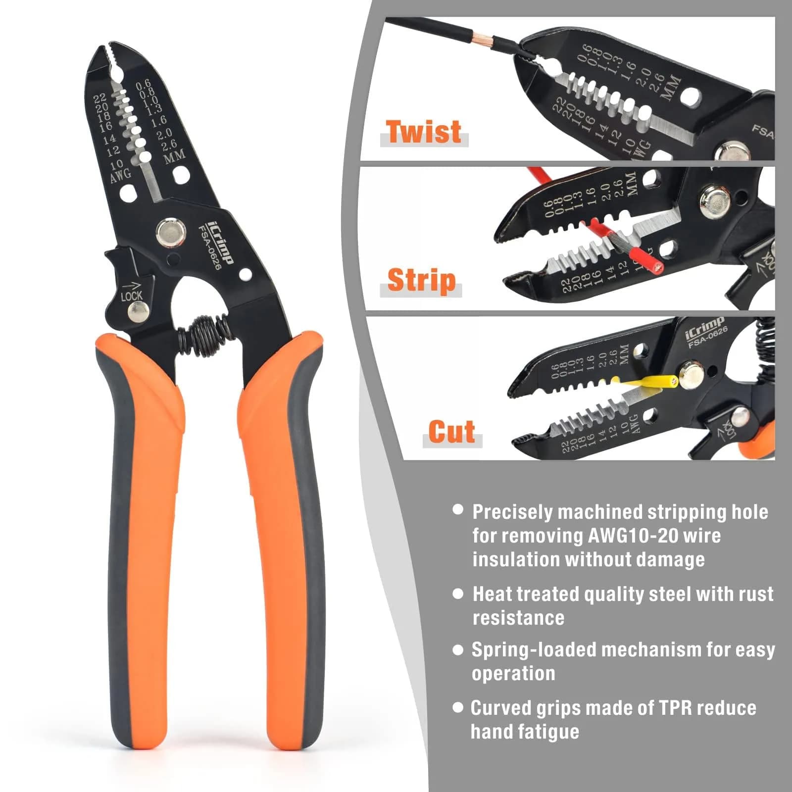 IWISS Ratchet Wire Crimping Tool Set with 5 Jaws & Wire Stripper | AWG 20-10 Crimping Pliers for Insulated & Non-Insulated Terminals - view 6