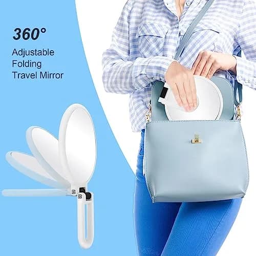 Sifolo 30x Magnifying Handheld Mirror with Stand - 9.5"L x 5.5"W Pearl White | Double-Sided 1X 30X Magnification for Makeup & Travel thumbnail 4
