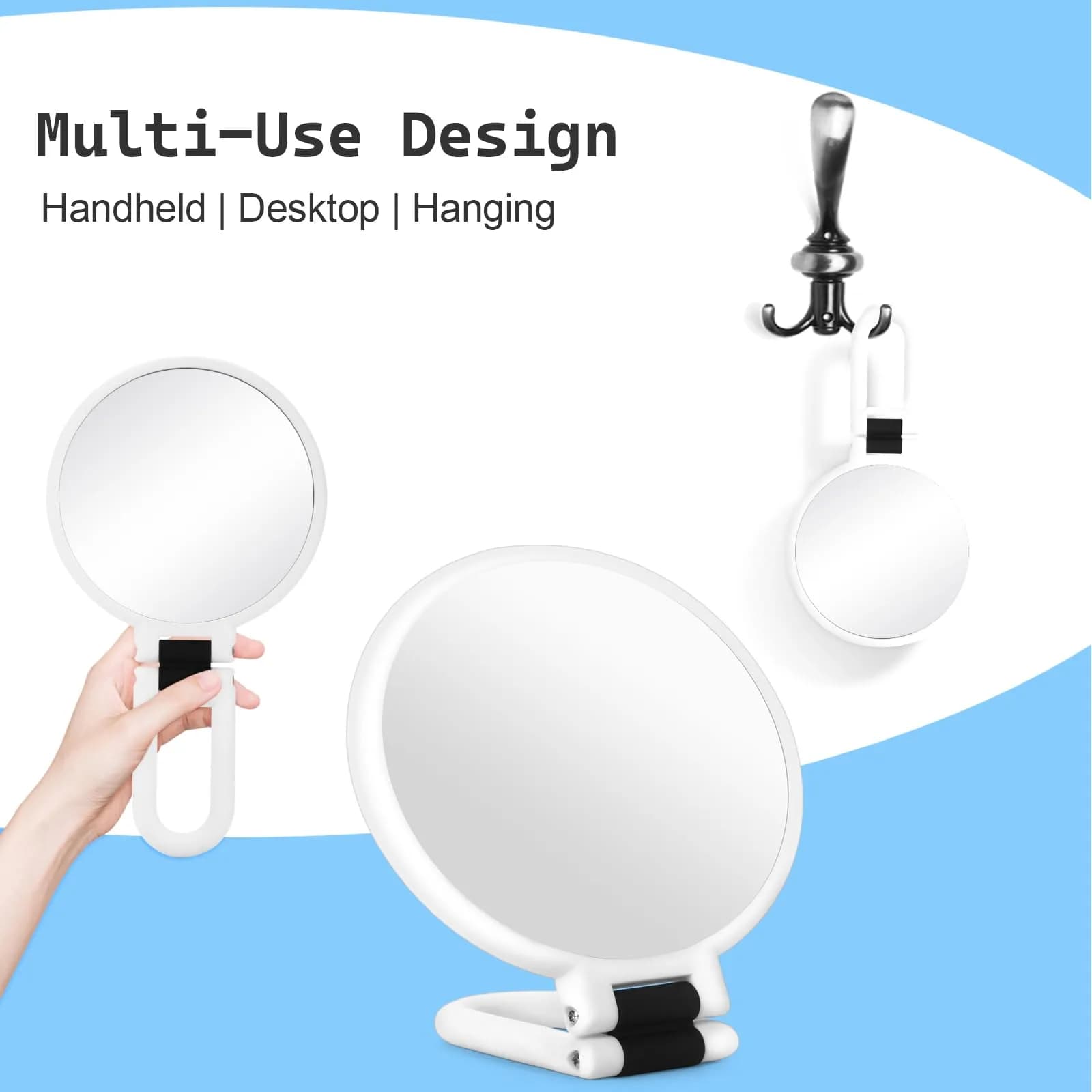 Sifolo 30x Magnifying Handheld Mirror with Stand - 9.5"L x 5.5"W Pearl White | Double-Sided 1X 30X Magnification for Makeup & Travel - view 3