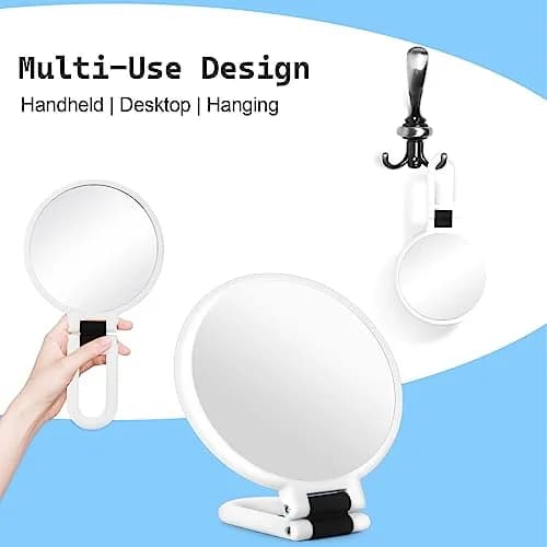 Sifolo 30x Magnifying Handheld Mirror with Stand - 9.5"L x 5.5"W Pearl White | Double-Sided 1X 30X Magnification for Makeup & Travel thumbnail 3