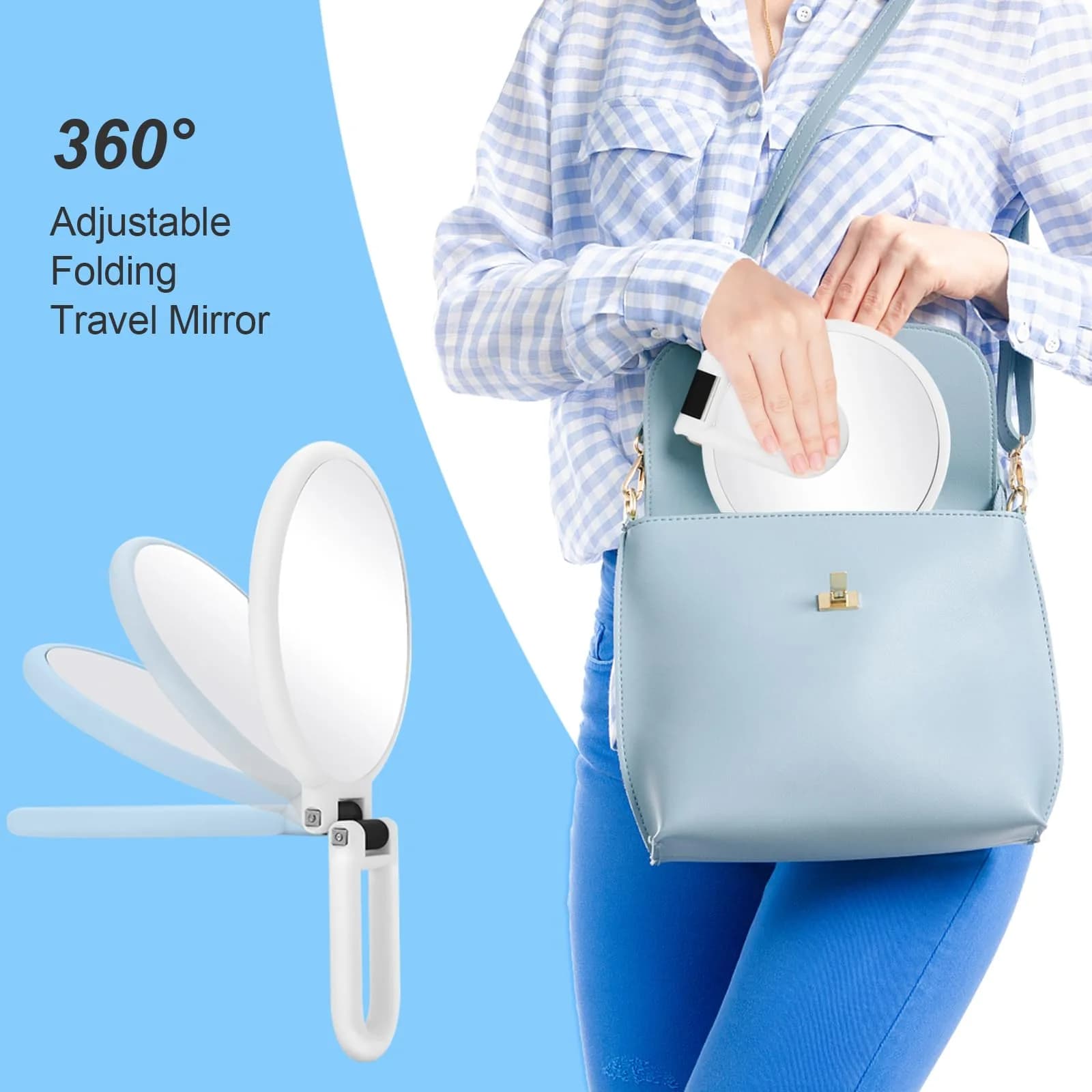 Sifolo 30x Magnifying Handheld Mirror with Stand - 9.5"L x 5.5"W Pearl White | Double-Sided 1X 30X Magnification for Makeup & Travel - view 4