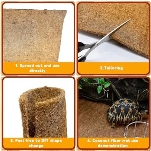 Hamiledyi Natural Coconut Fiber Reptile Carpet 323cm x 40cm (127 x 15.7in) | Breathable, Cuttable, Odor-Reducing Cage Liner thumbnail 5