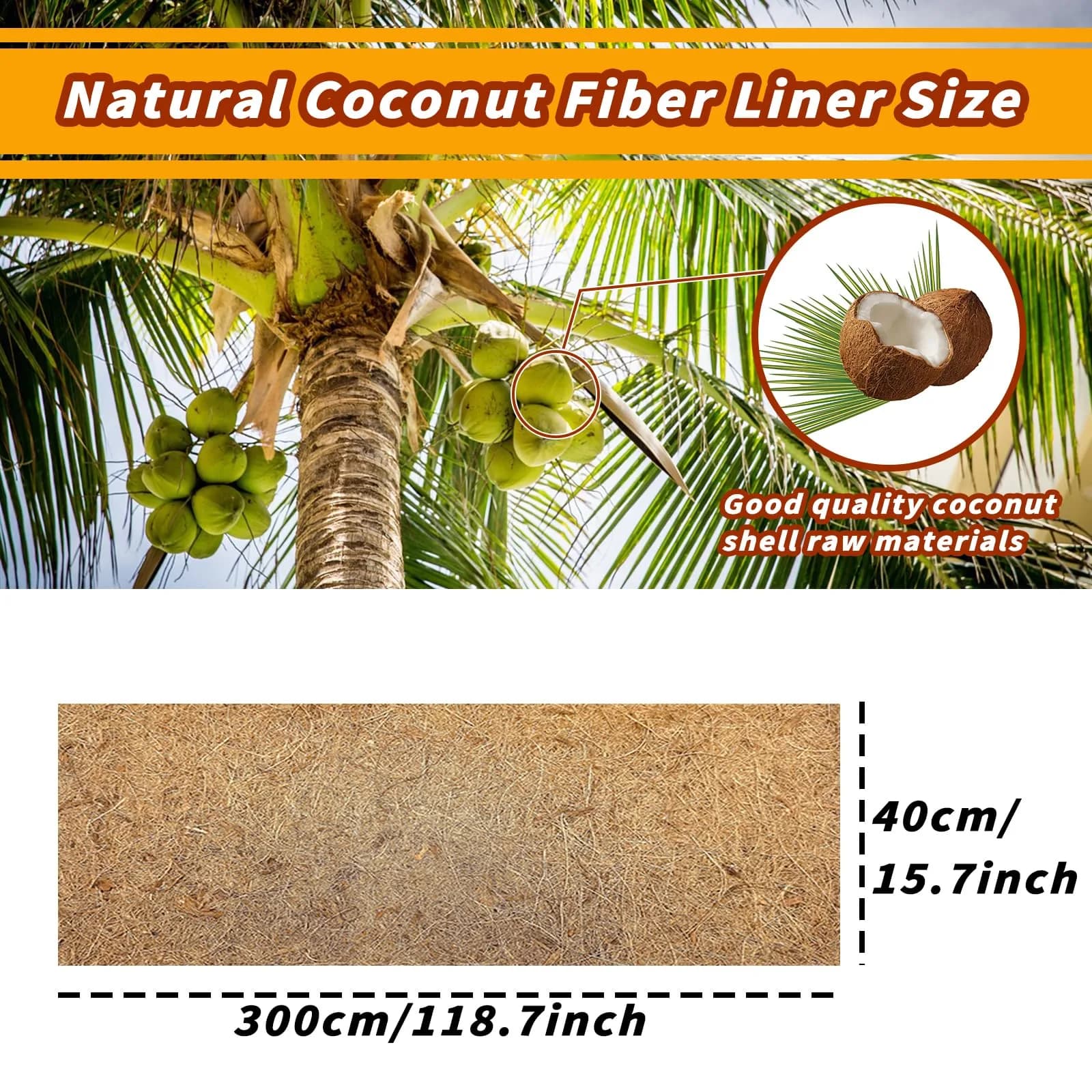Hamiledyi Natural Coconut Fiber Reptile Carpet 323cm x 40cm (127 x 15.7in) | Breathable, Cuttable, Odor-Reducing Cage Liner - view 2