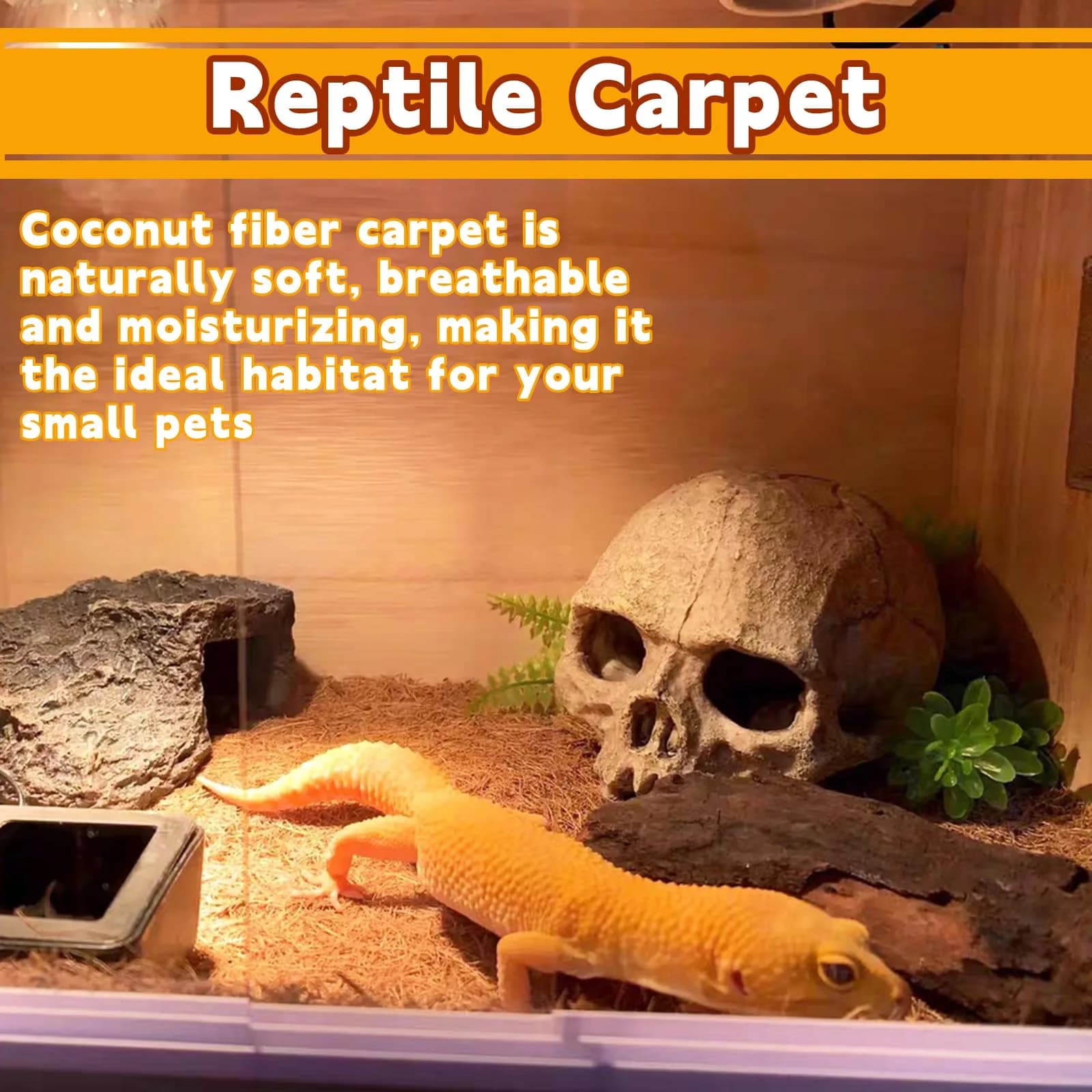 Hamiledyi Natural Coconut Fiber Reptile Carpet 323cm x 40cm (127 x 15.7in) | Breathable, Cuttable, Odor-Reducing Cage Liner - view 3