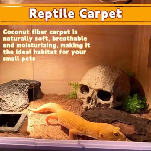 Hamiledyi Natural Coconut Fiber Reptile Carpet 323cm x 40cm (127 x 15.7in) | Breathable, Cuttable, Odor-Reducing Cage Liner thumbnail 3