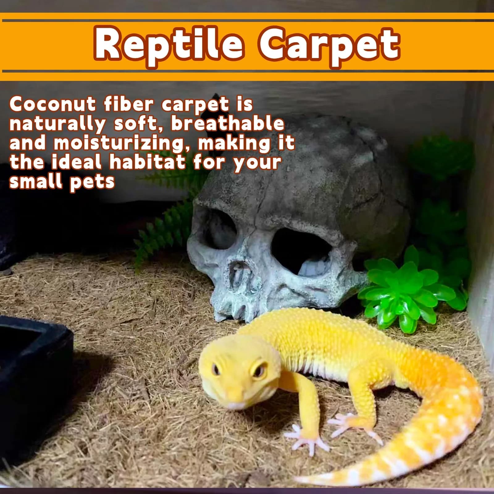 Hamiledyi Natural Coconut Fiber Reptile Carpet 40cm x 399cm (16in x 157in) | Breathable, Odor-Reducing Cage Liner - view 3