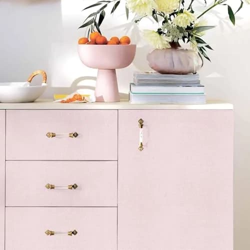 lenify Pink Peel and Stick Wallpaper Grasscloth Paper 15.7in x 196.8in | Vintage Linen Style, Waterproof, Easy to Install thumbnail 4