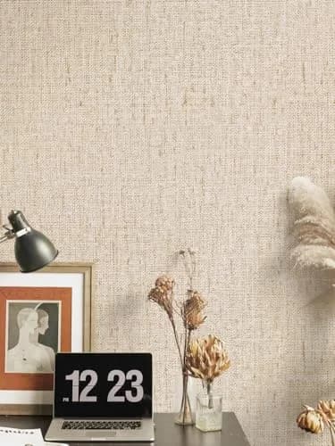 lenify Beige Grasscloth Peel and Stick Wallpaper Textured 40cm x 500cm (15.7in x 196.8in) | Vintage Linen Style for Indian Homes thumbnail 2