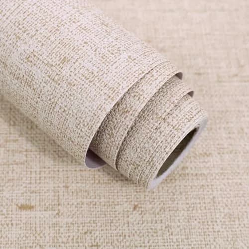 lenify Beige Grasscloth Peel and Stick Wallpaper Textured 40cm x 500cm (15.7in x 196.8in) | Vintage Linen Style for Indian Homes - main product image
