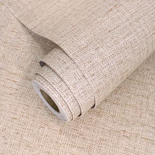 lenify Beige Grasscloth Peel and Stick Wallpaper Textured 40cm x 300cm | Vintage Linen Style for Indian Homes — Beige