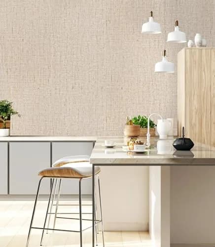 lenify Beige Grasscloth Peel and Stick Wallpaper Textured 40cm x 300cm | Vintage Linen Style for Indian Homes thumbnail 5