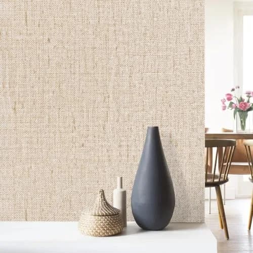 lenify Beige Grasscloth Peel and Stick Wallpaper Textured 40cm x 300cm | Vintage Linen Style for Indian Homes thumbnail 3