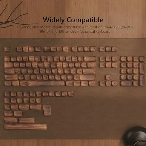 Womier Retro Walnut MOA PBT Keycaps Japanese Custom Keyboard Keycap Set for Mechanical Keyboards - 75% Layout, M-Brown thumbnail 5