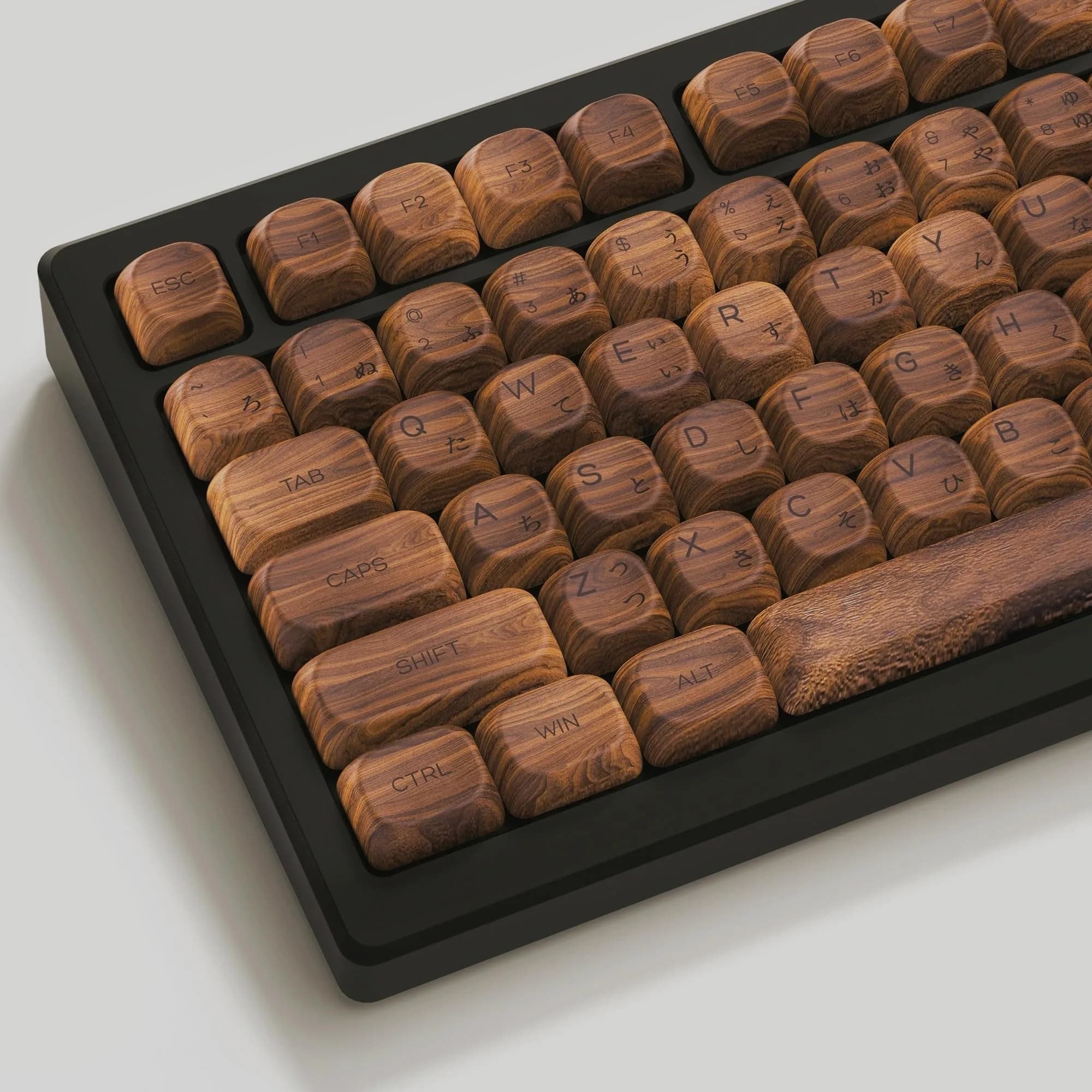 Womier Retro Walnut MOA PBT Keycaps Japanese Custom Keyboard Keycap Set for Mechanical Keyboards - 75% Layout, M-Brown