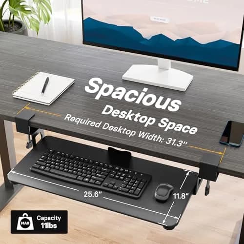 BONTEC Under Desk Keyboard Tray, Pull-Out Platform for Ergonomic Workspace | Fits Desks Up to 1.97" thumbnail 5