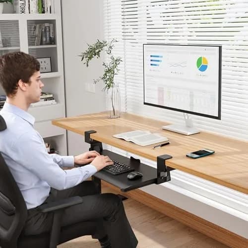 BONTEC Under Desk Keyboard Tray, Pull-Out Platform for Ergonomic Workspace | Fits Desks Up to 1.97" thumbnail 8